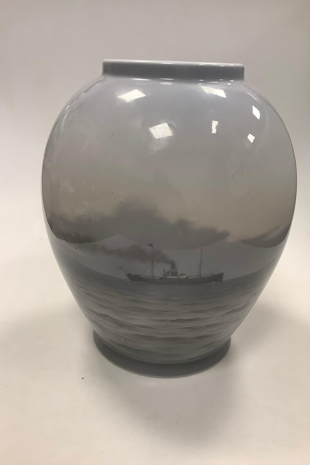 Royal Copenhagen vase decorated with ship motif No 1983/35B