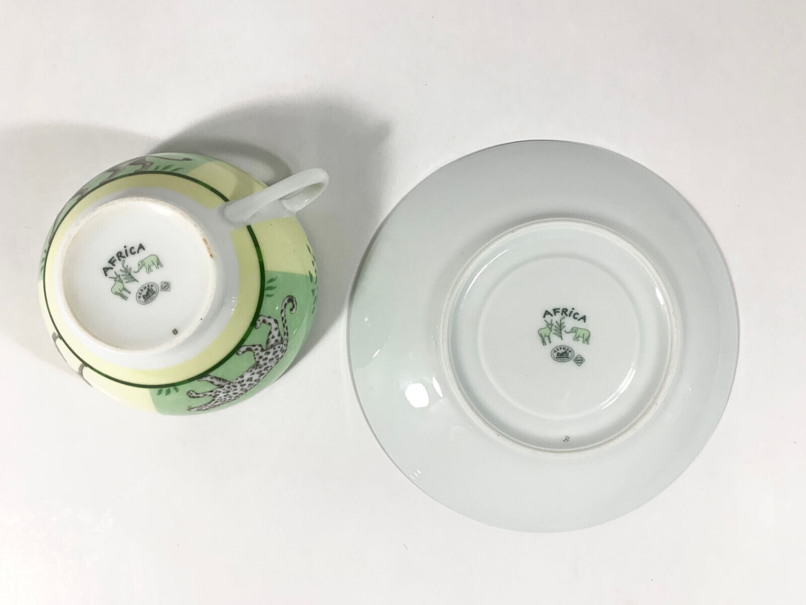 Hermes Africa Green Large Soup Morning Cup and Saucer