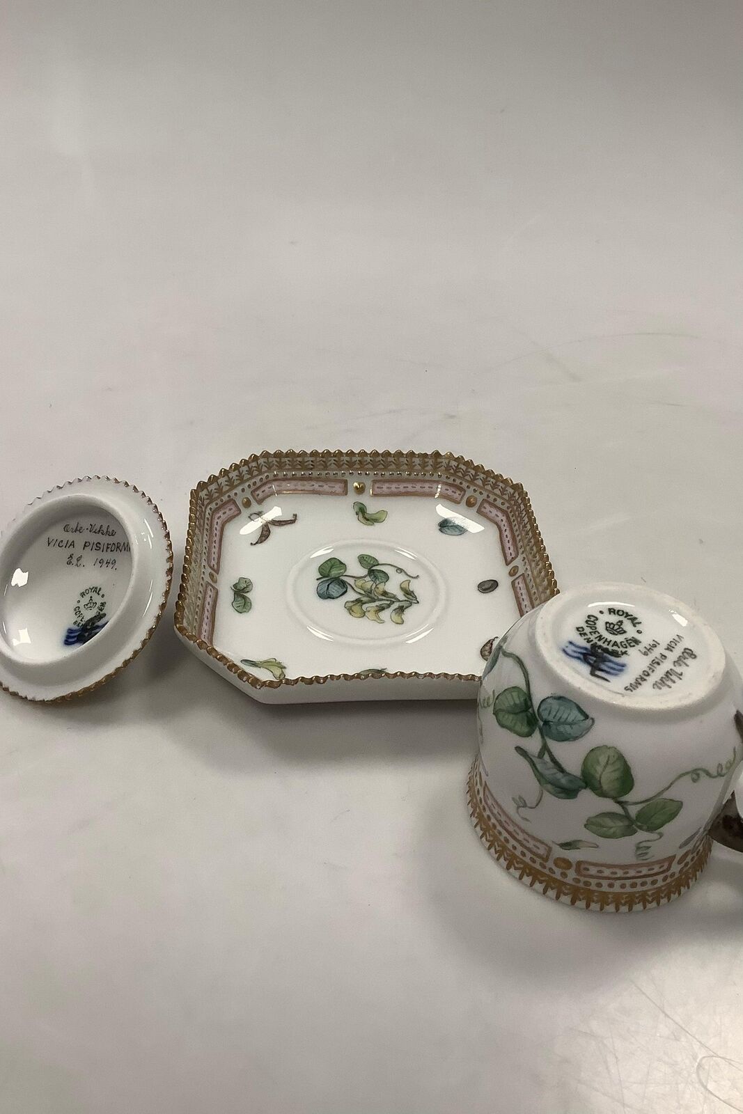 Royal Copenhagen Privately Painted Flora Danica Cream Cup No 3514