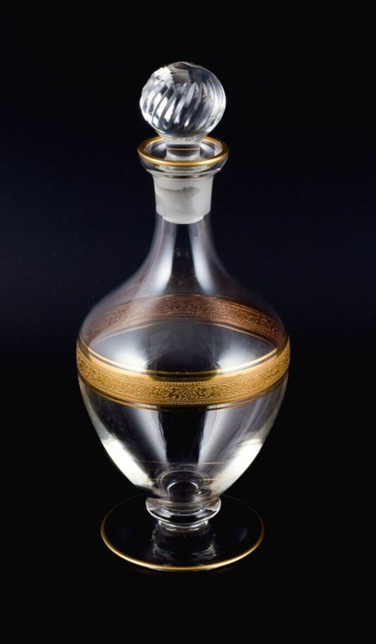 Rimpler Kristall Zwiesel Germany Mouth-blown decanter with gold rim