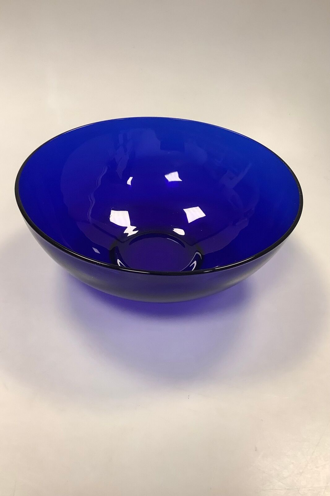 Blue Glass Bowl by Gunnar Ander for Lindshammar Sweden