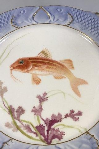 Royal Copenhagen Blue Fish Plate with Gold No 1212/3002