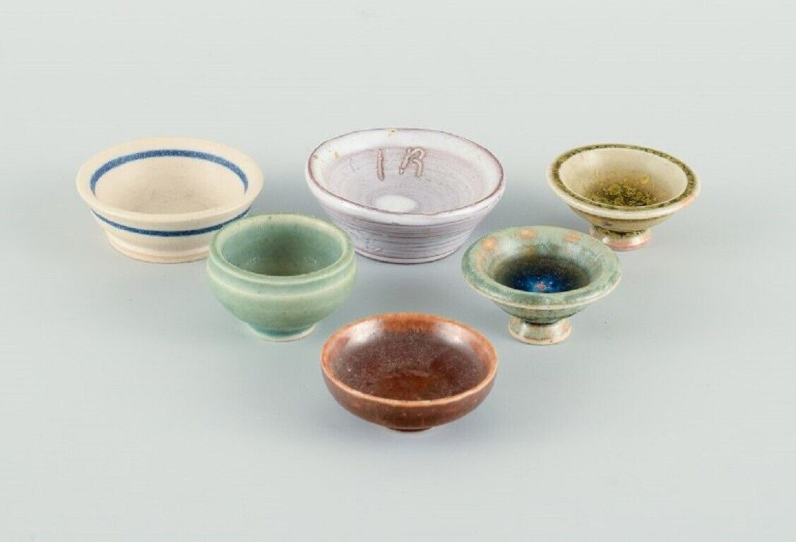 Swedish studio potters six miniature bowls Late 1900s