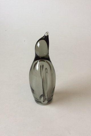 Holmegaard Zoo Penguin Figurine in Smoke colored Glass