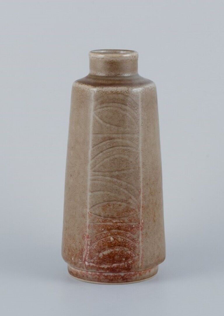 Carl Harry Stålhane for Rörstrand Modernist ceramic vase in sand-colored glaze