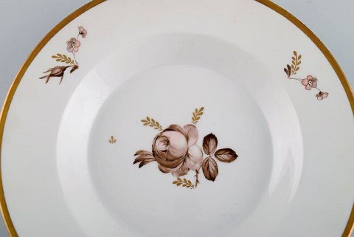 Twelve Royal Copenhagen Brown Rose deep plates 1960s