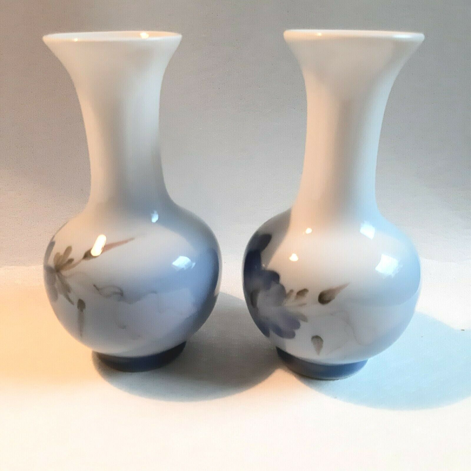 SWEET PAIR of FLORAL vases # 2800/1554 Royal Copenhagen Fact 1st