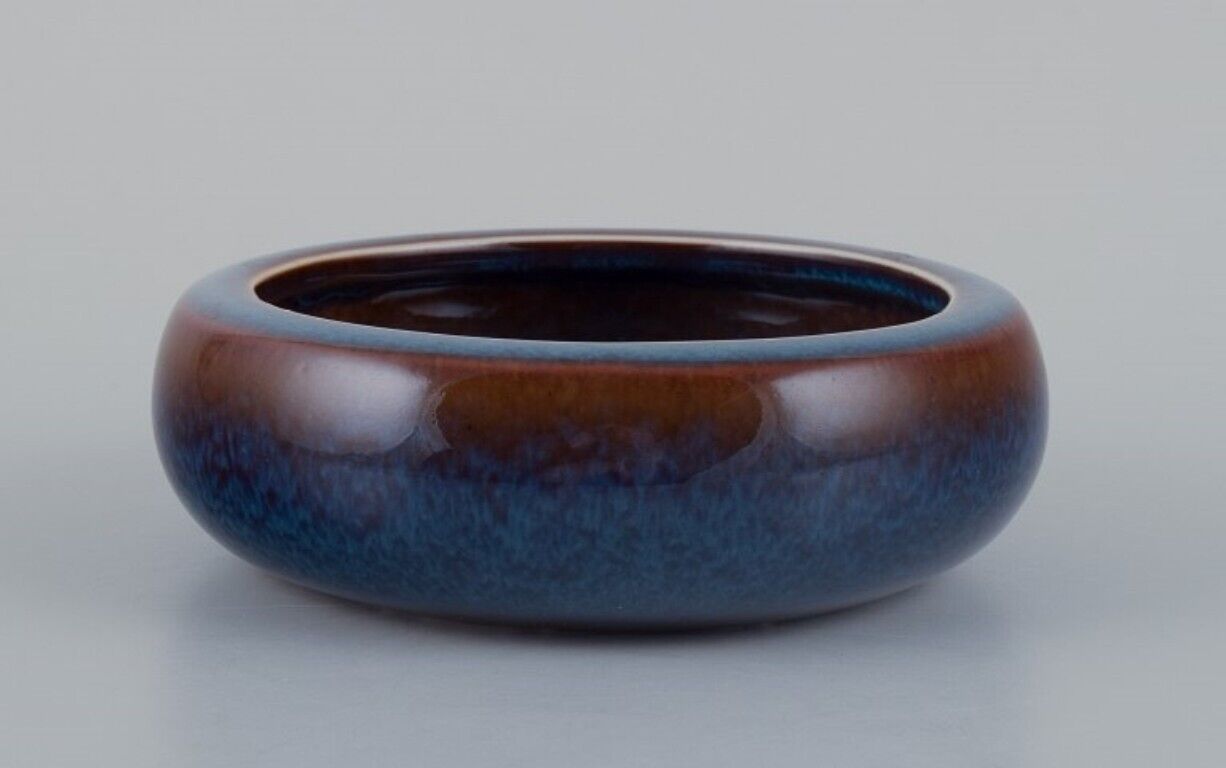 Carl Harry Stålhane for Rörstrand Ceramic bowl with blue and brown glaze