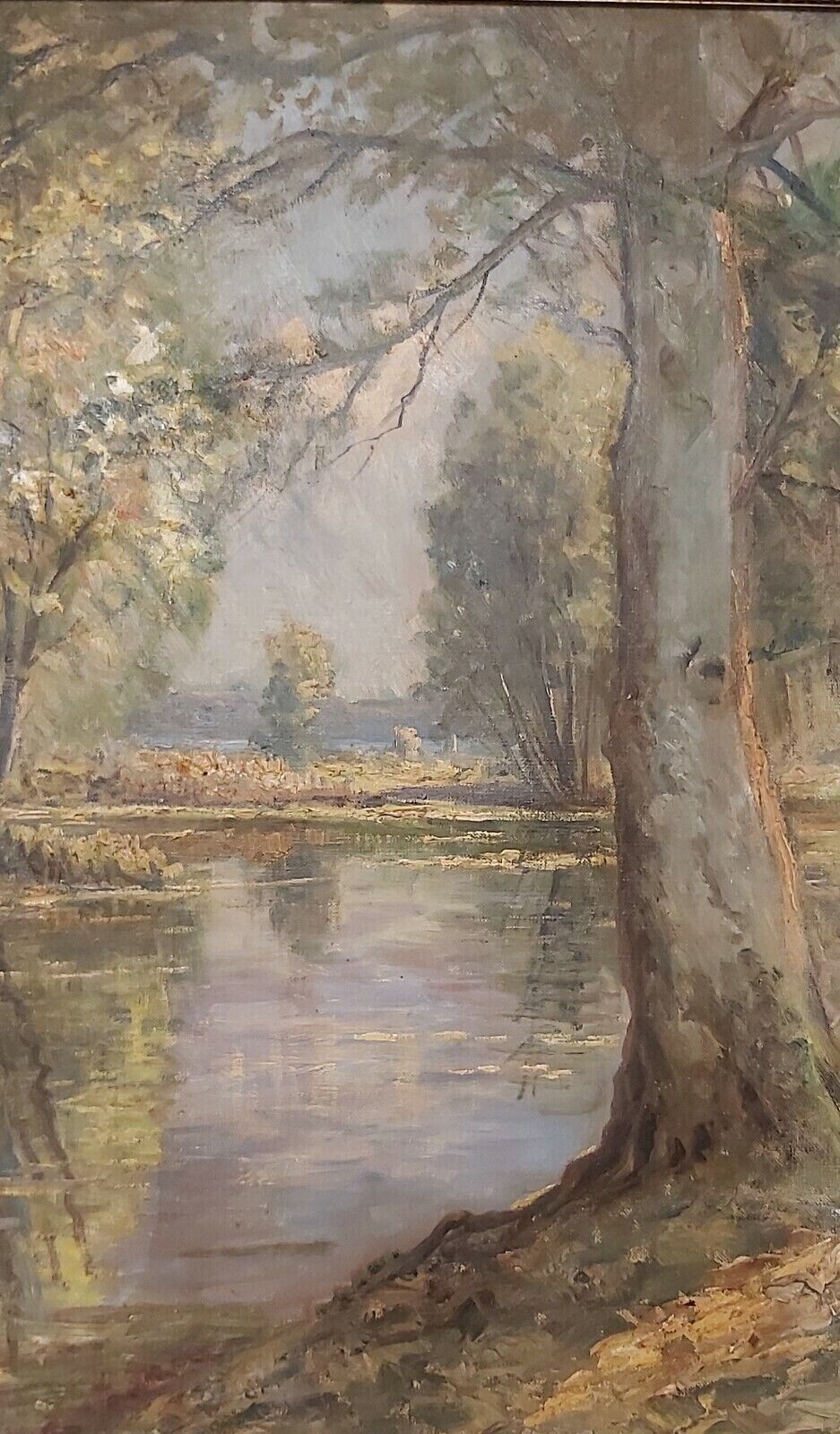 Finn Wennerwald (1896-1969): STILL FOREST POND Original vintage oil painting