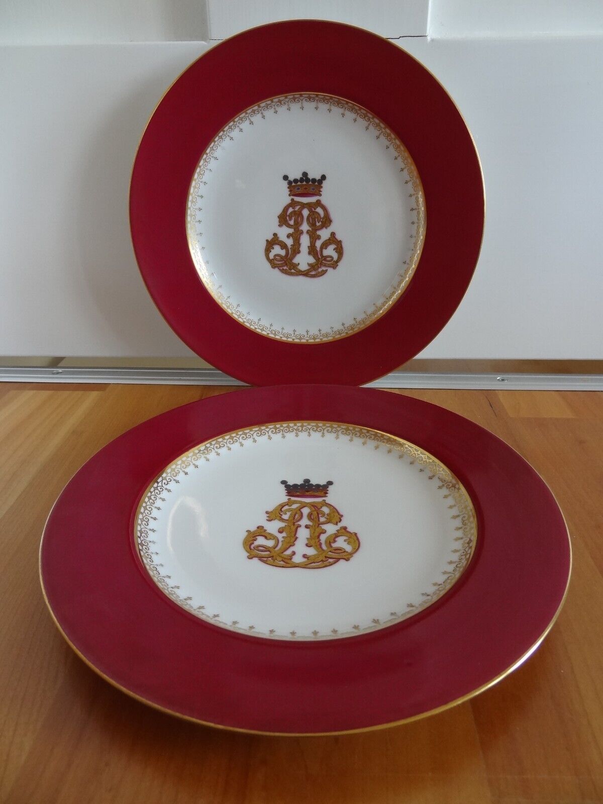 2 plates pirken hammer monogram with crown circa 1900