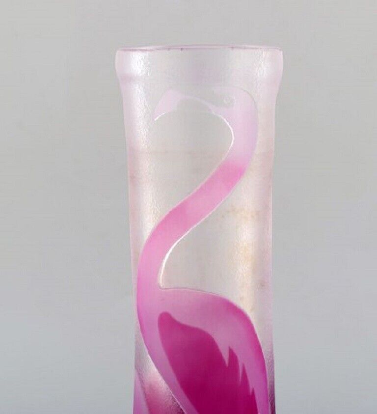 Paul Hoff for Kosta Boda Vase in art glass with pink flamingo Swedish design