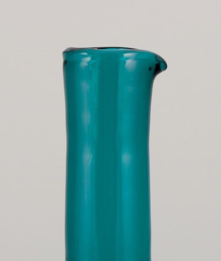 Nanny Still for Riihimäen Lasi Finland  Vase / bottle in turquoise glass 1960