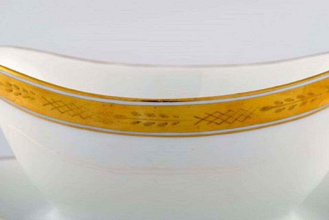 Royal Copenhagen Dagmar White Porcelain sauce boat with gold edge