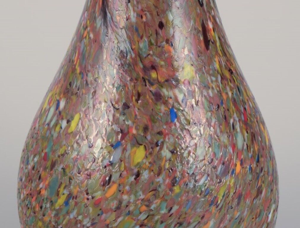 Murano Italy Large slender-necked millefiori art glass vase 1960/70s