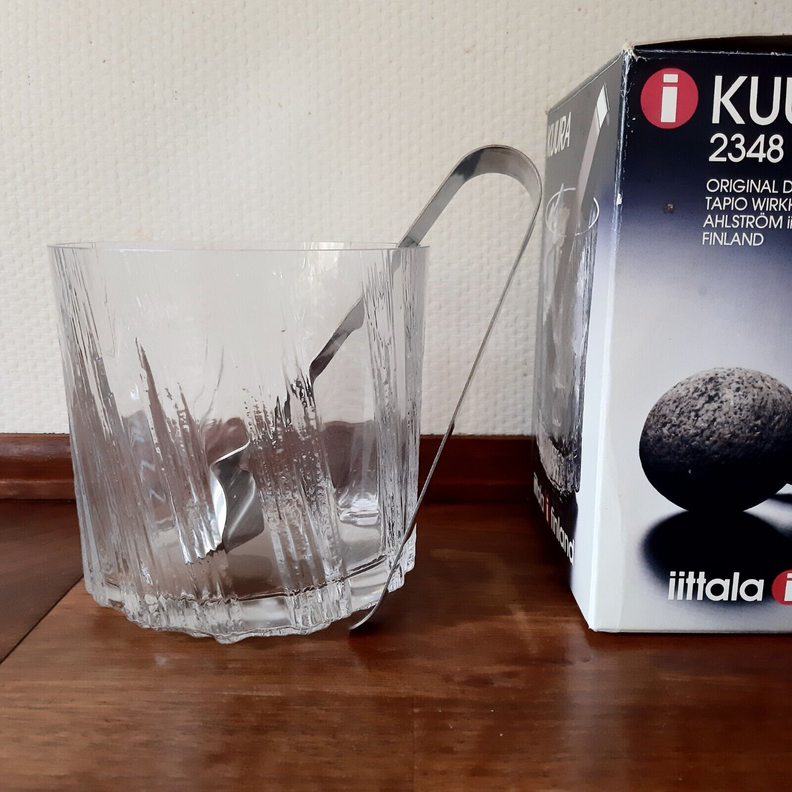 KUURA Ice Bucket with Ice Tong by Tapio Wirkkala for IITTALA Finland Box