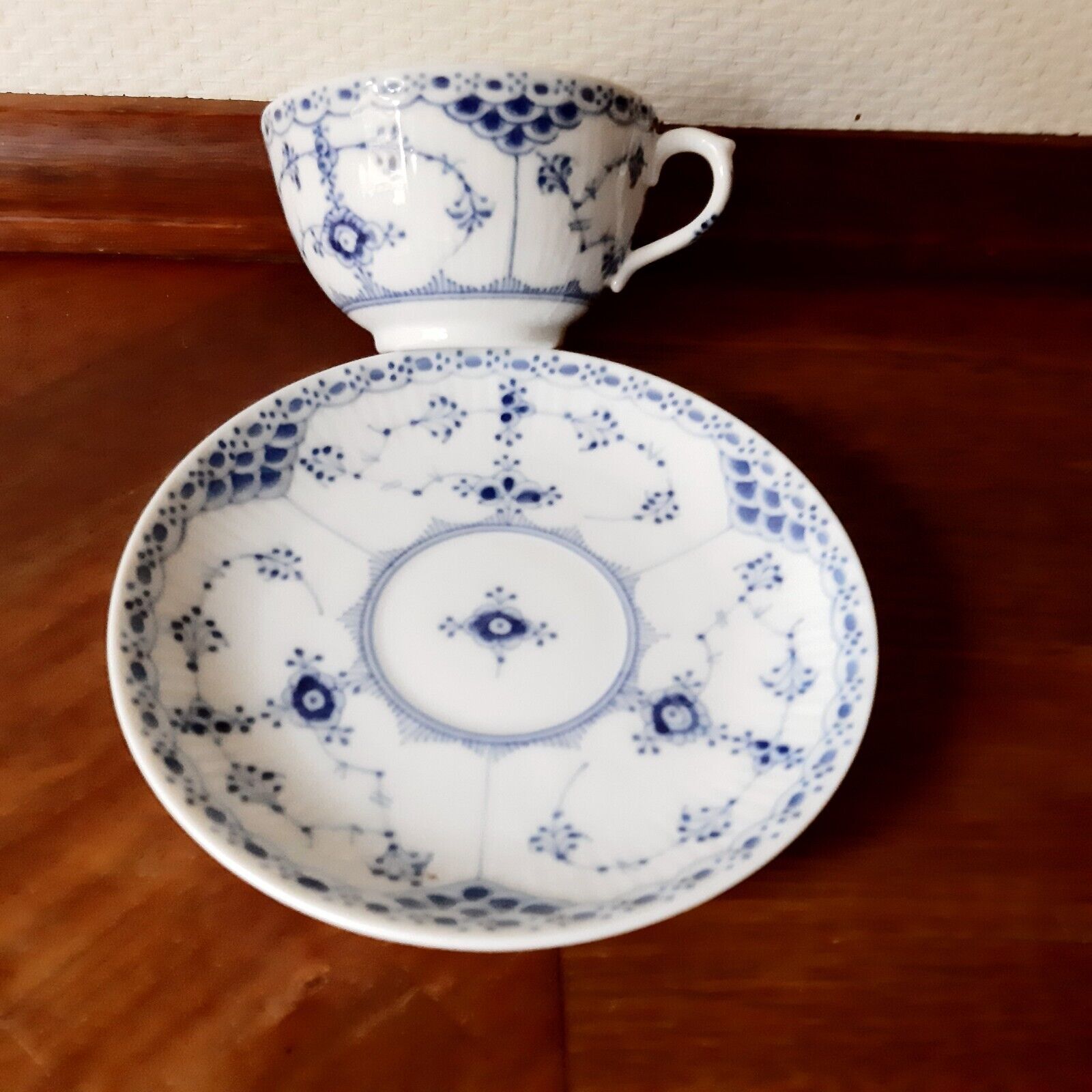 OLD TEA Set BLUE FLUTED HALF LACE 1923-28 Royal Copenhagen # 1-713