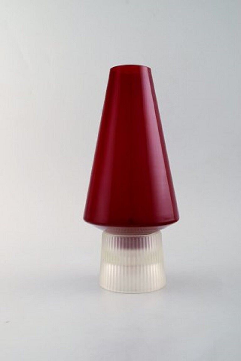 Per Lütken for Holmegaard A pair of rare "Hygge" lamps for candles in red