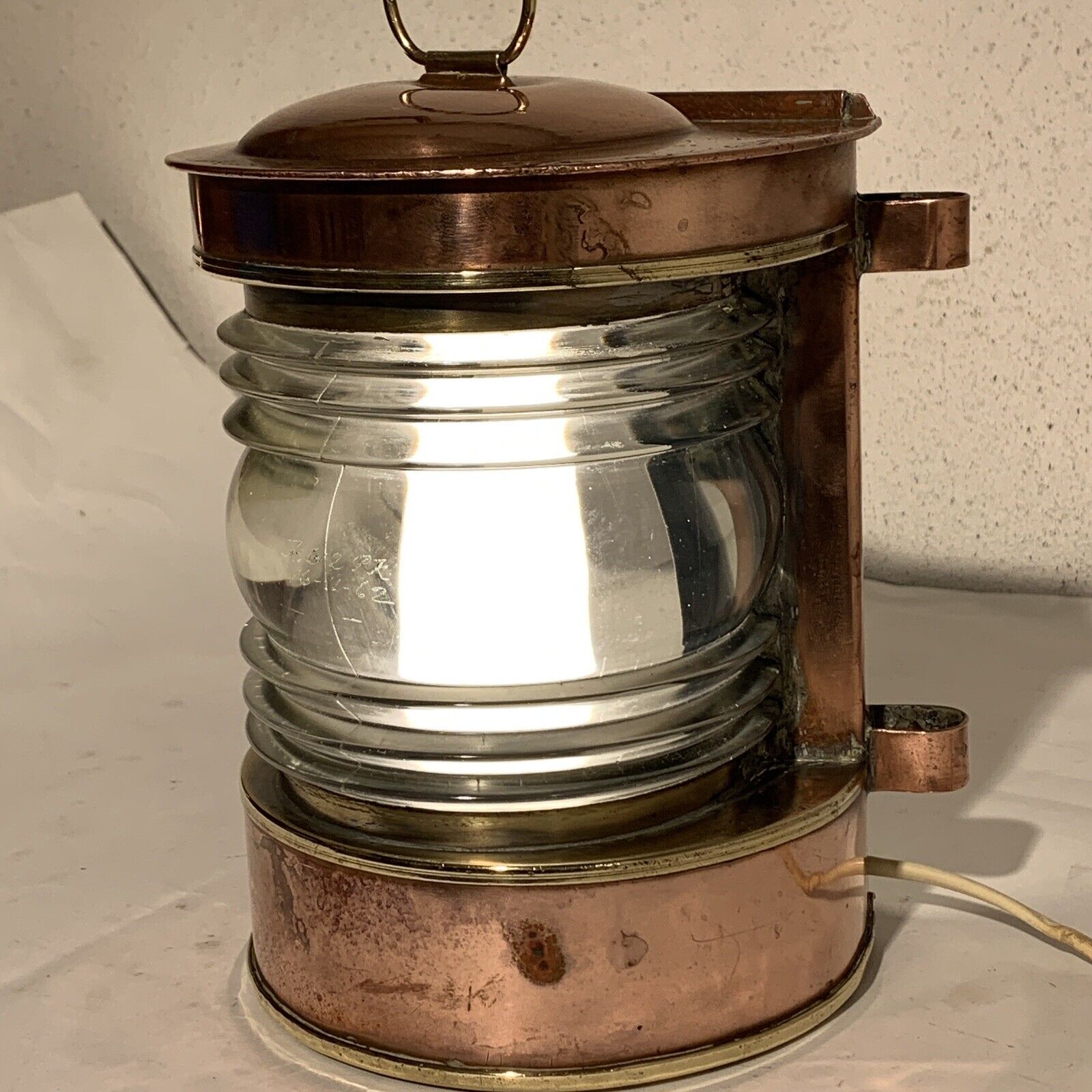 Old Danish copper ship's lantern with working light