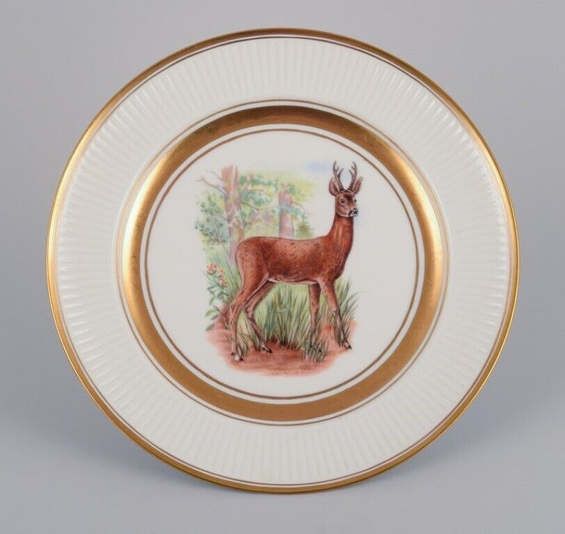 Royal Copenhagen six Fauna Danica style dinner plates in porcelain 1960s