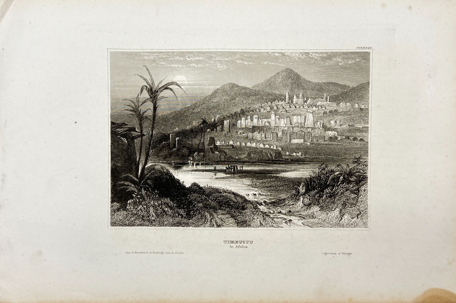 Antique Engraving - Karl Reiss - View of the city of Timbuktu in Africa - E5