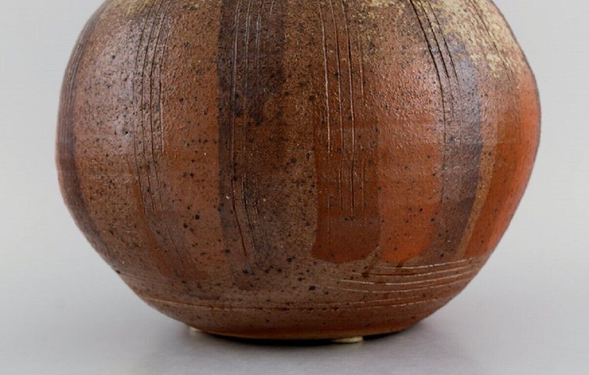 Gerd Zinnerström Sweden Large round unique vase in glazed stoneware