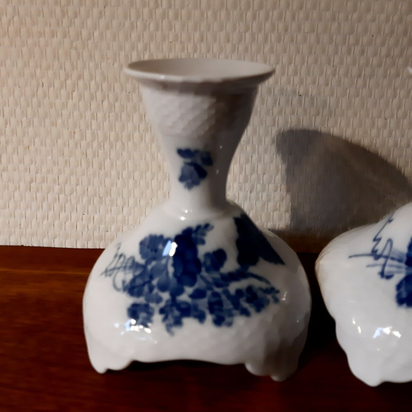 PAIR of Candle Sticks BLUE FLOWER CURVED Royal Copenhagen # 10-503 (10-1711) 1st