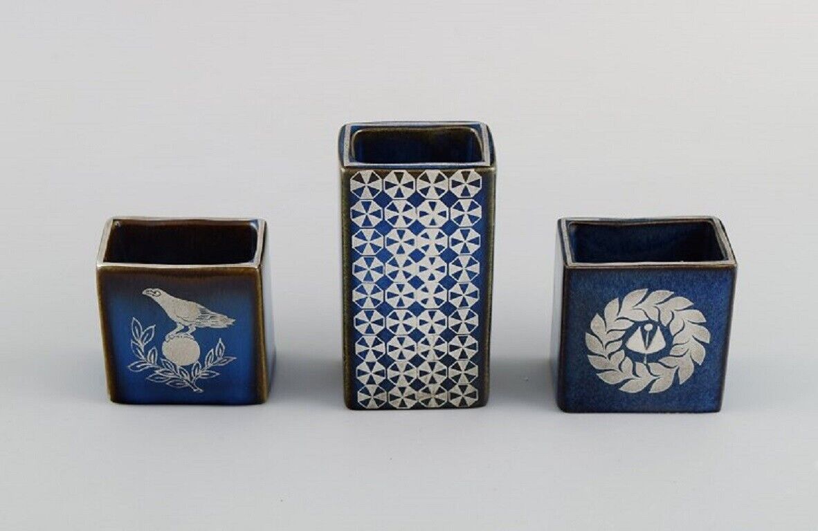 Sven Jonson (1919-1989) Gustavsberg Five small Lagun vases in glazed stoneware