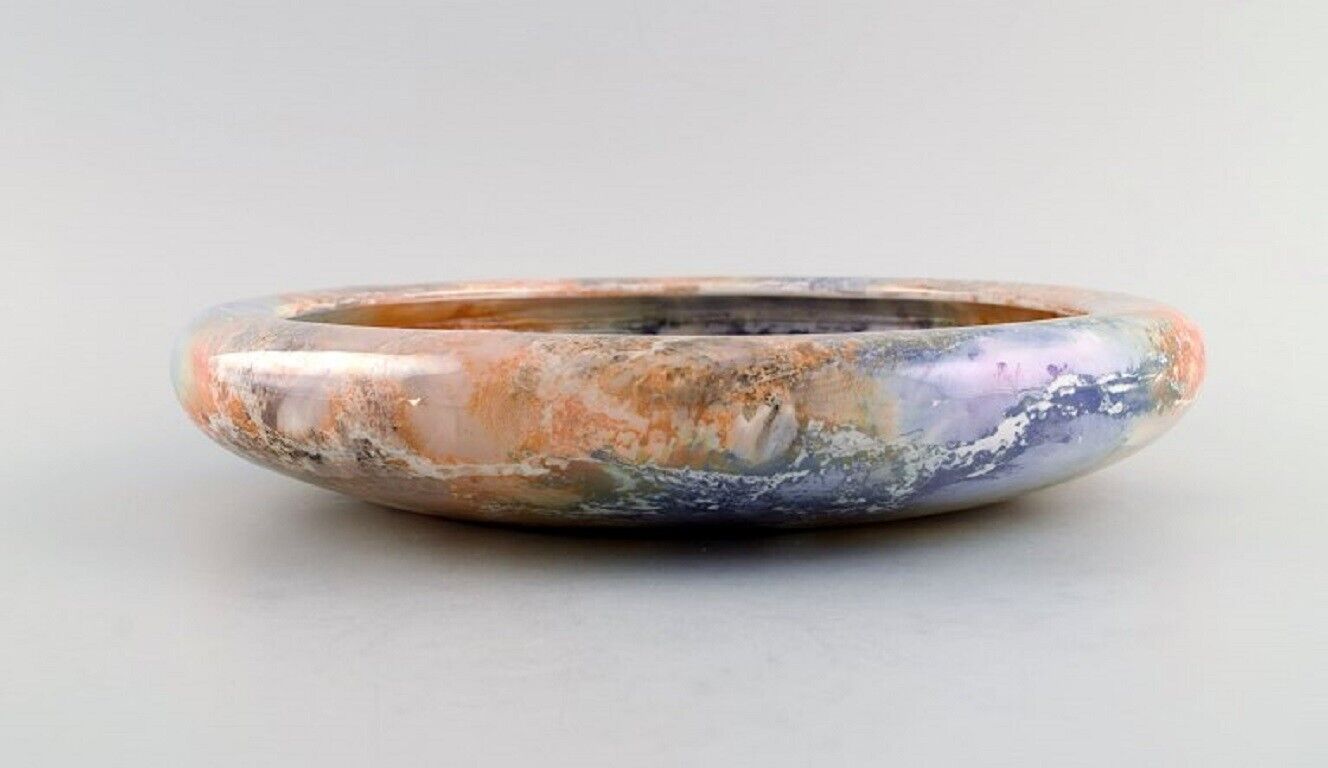 Arabia Finland Art Deco bowl in glazed faience Beautiful marbled glaze 1920s