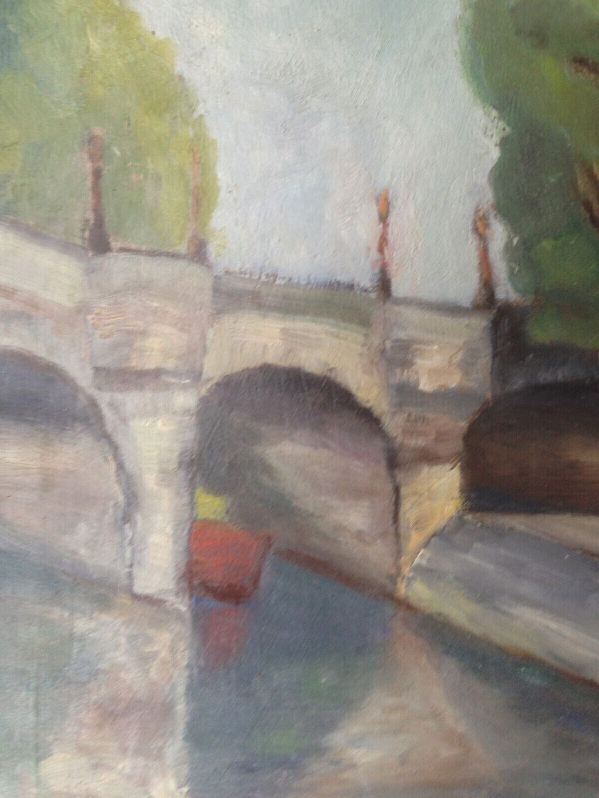 CROSSING OVER THE BRIDGE Original oil painting