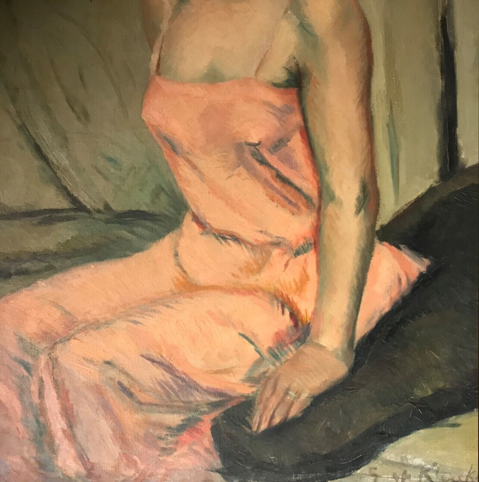 Gunilla de Klercker (1882-1969) SEATED WOMAN IN A CHEMISE original oil painting