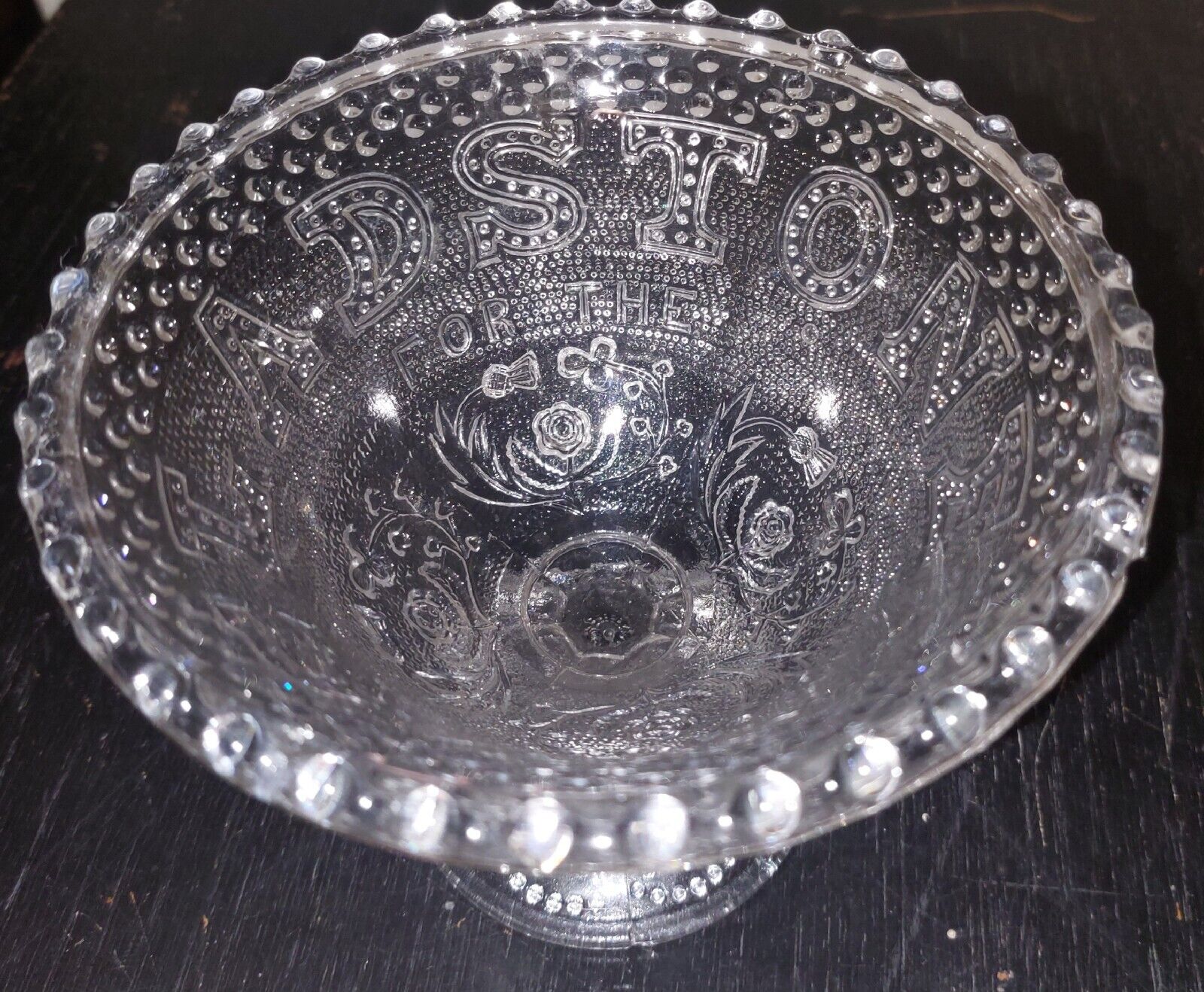 Gladstone for the Million glass pressed glass bowl on foot c 1890