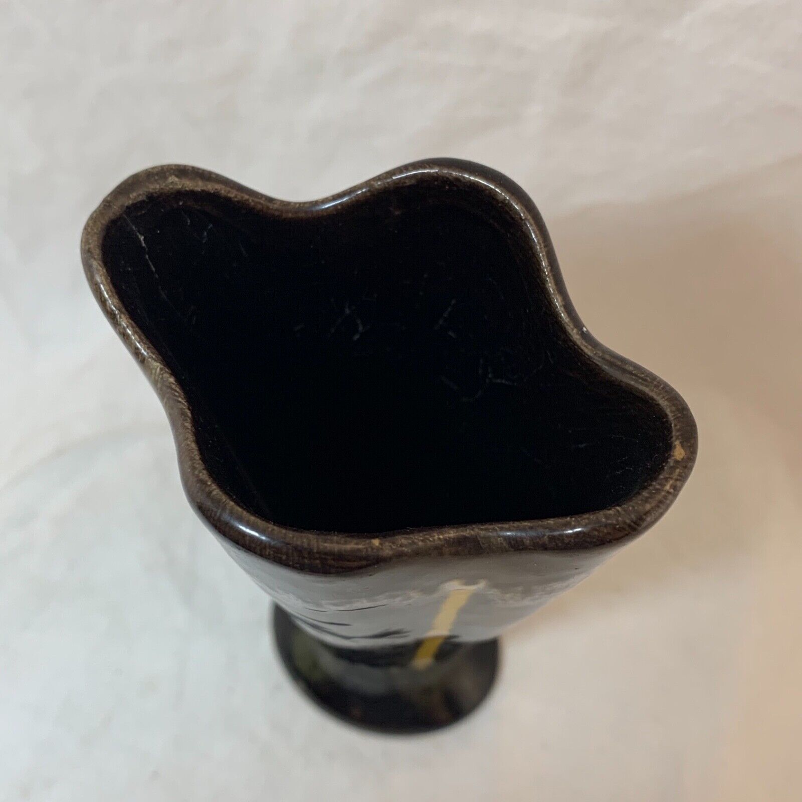 Vintage Fohr Keramik West Germany Luna vase 310-15 black  yellow