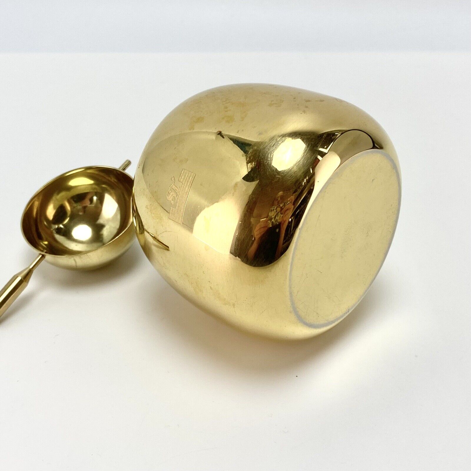 Heavy Vintage Danish MCM Brass Flip Top Ashtray Gold á La Stelton Cylinda Line