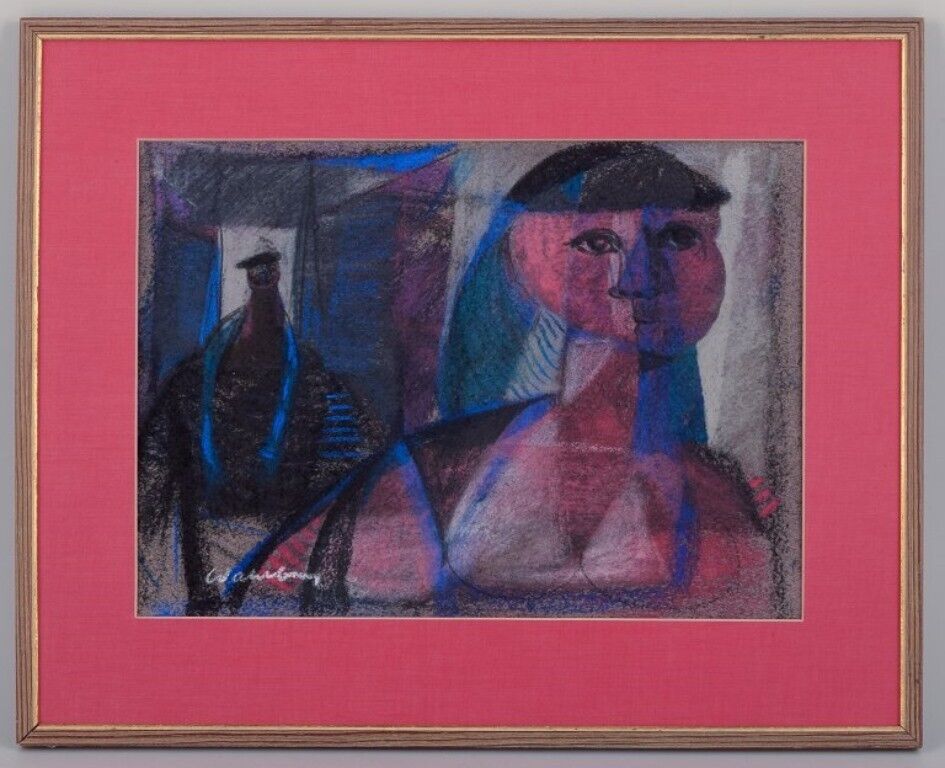 Bertil Wahlberg listed Swedish artist Pastel on paper Figurative composition