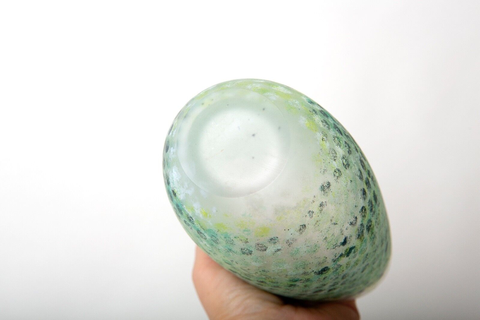 Danish Green Unique Handmade Glass Vase Green Clear White Home Scandinavian