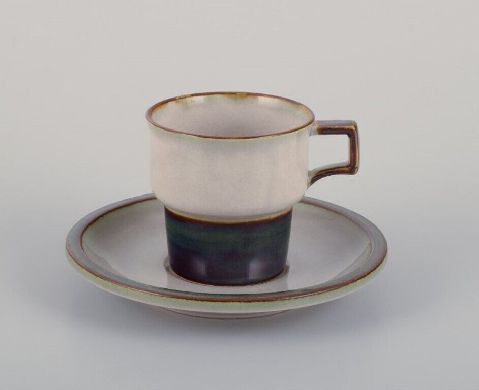 Bing  Grøndahl Four sets of Tema coffee cups with saucers and a sugar bowl