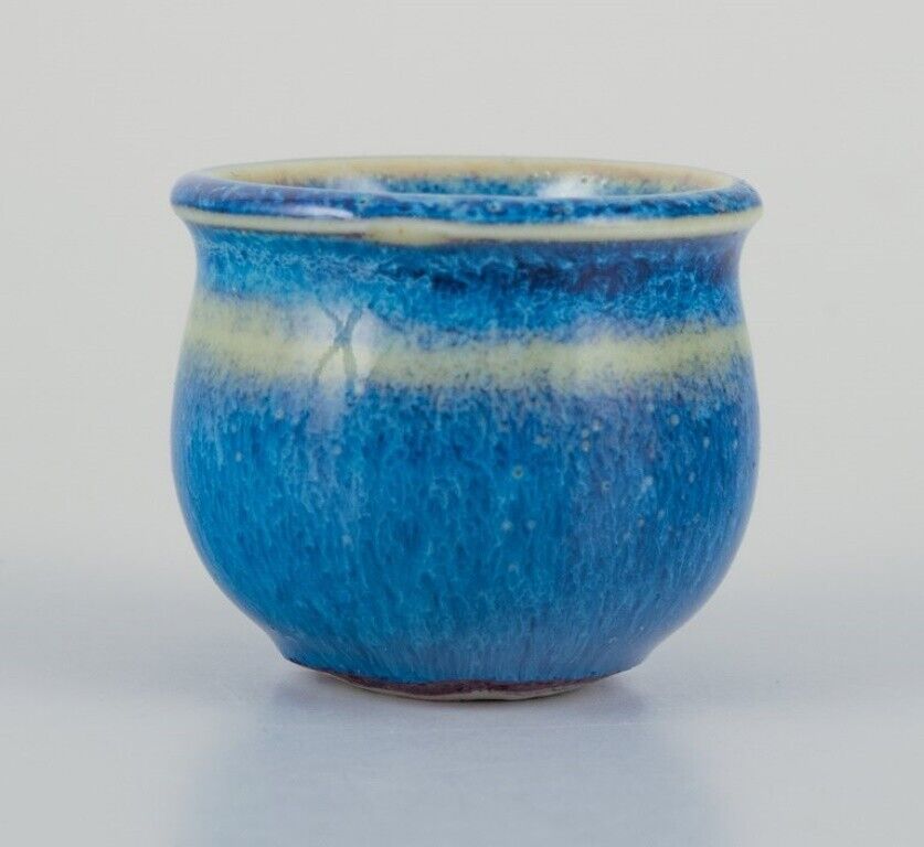 Stig Lindberg (1916-1982) Gustavsberg Studio Miniature vase with blue glaze