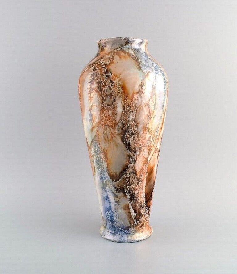 Arabia Finland Large Art Deco vase in glazed faience Beautiful marbled glaze