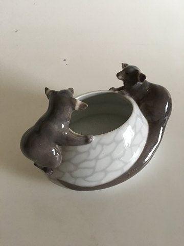 Royal Copenhagen Art Nouveau Bowl with two Otters No 601 Measures 20cm and is