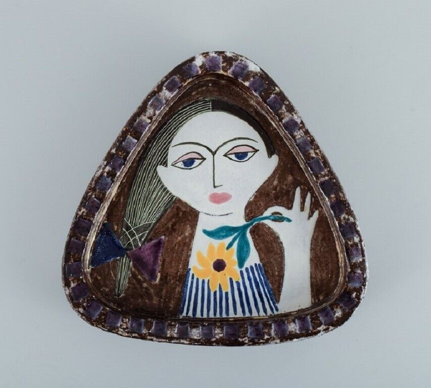 Mari Simmulson for Upsala Ekeby ceramic dish with a woman's face