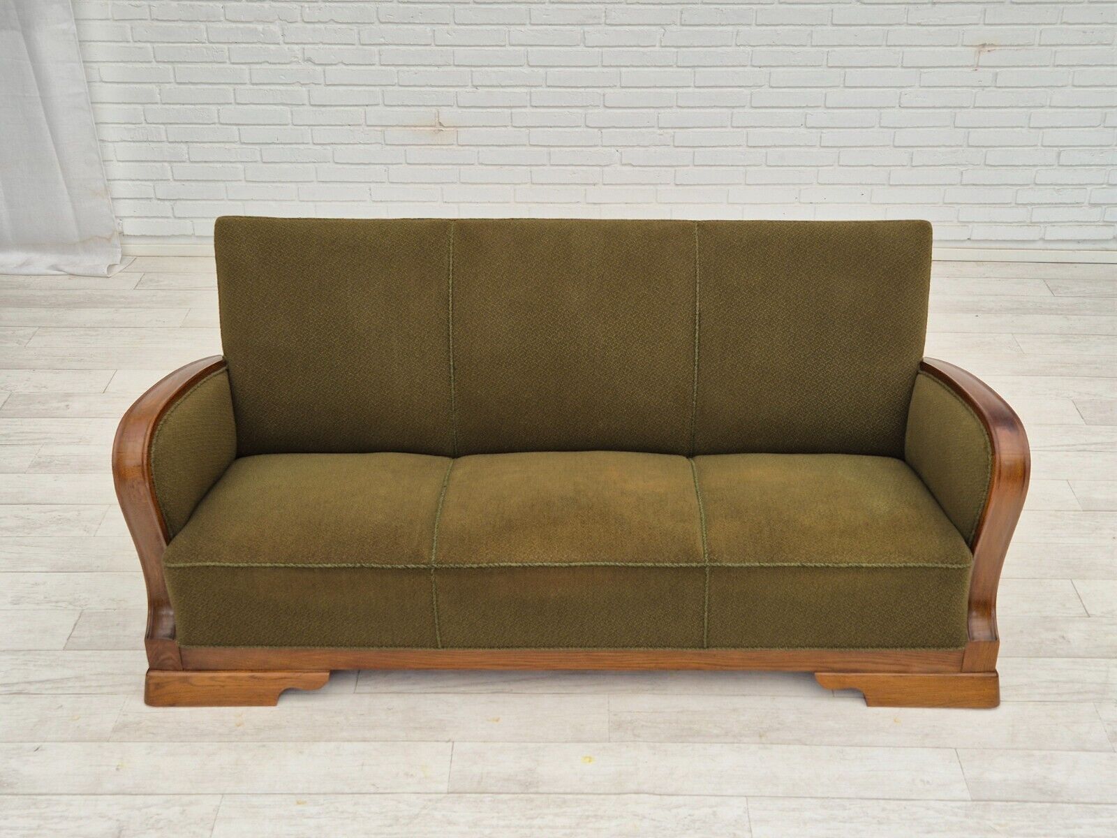 1950s Danish 3 seater sofa in original very good condition oak wood