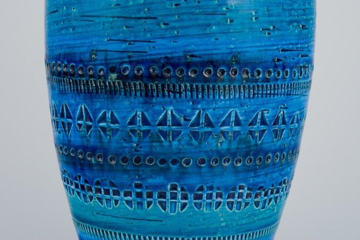 Aldo Londi for Bitossi Italy Large ceramic vase with azure blue glaze