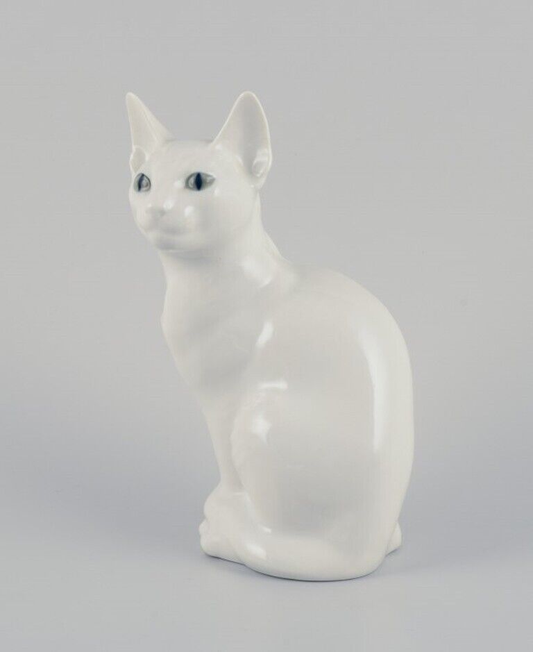 Royal Copenhagen Porcelain figurine of a white Siamese cat