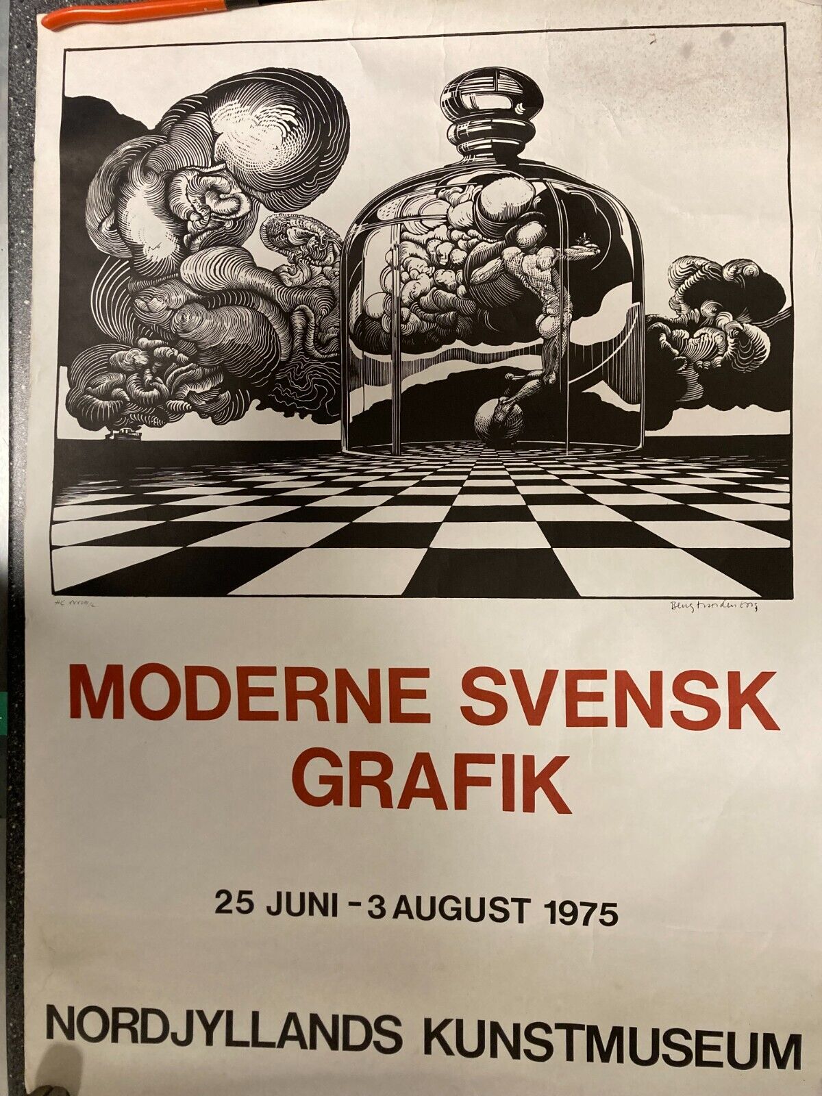 Modern Swedish Graphic Art Danish Kunstmuseum 1975 Exhibition Poster 52x72cm