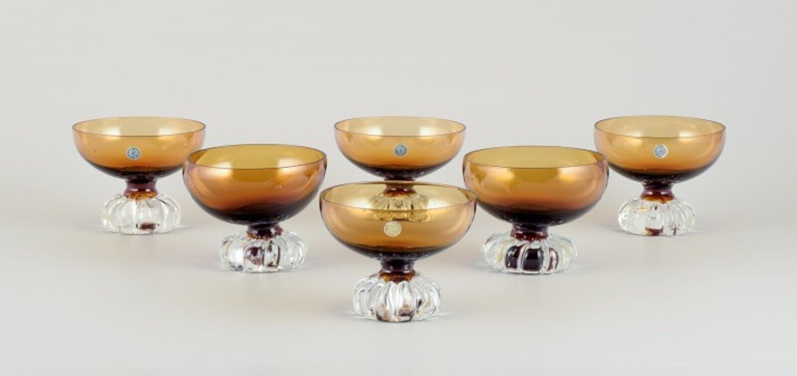 Åseda Glasbruk A set of six cocktail glasses/dessert bowls in art glass