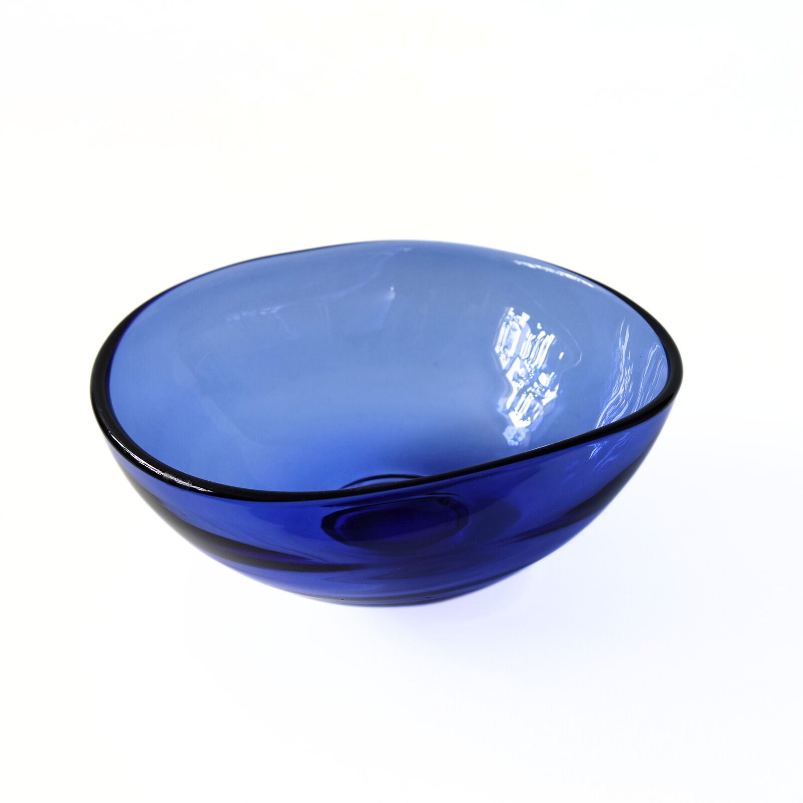 Vintage large blue glass bowl from Reijmyre Sweden mid-century