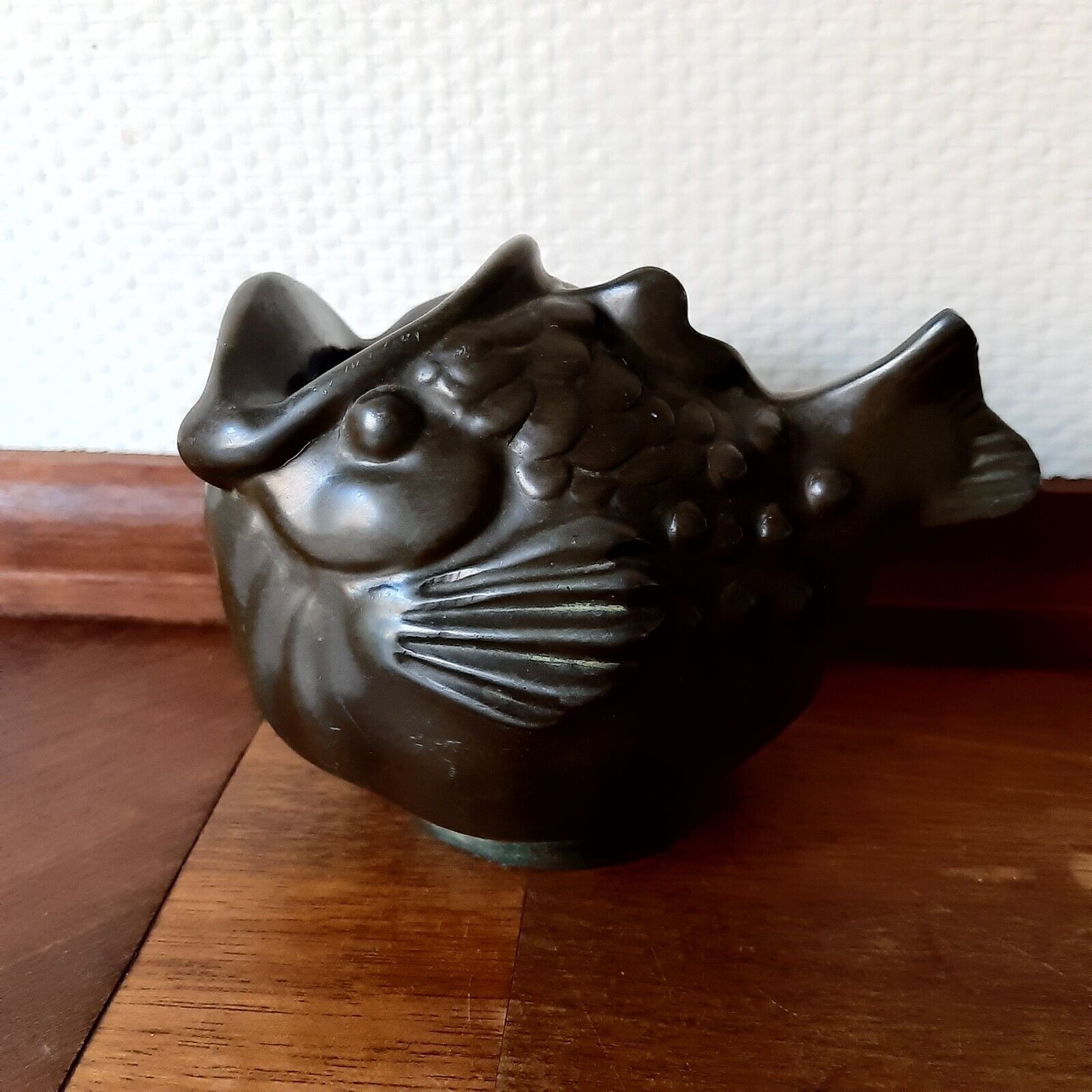 Rare Fish Vase Figurine # 1389 Disco Metal JUST ANDERSEN Denmark Signed