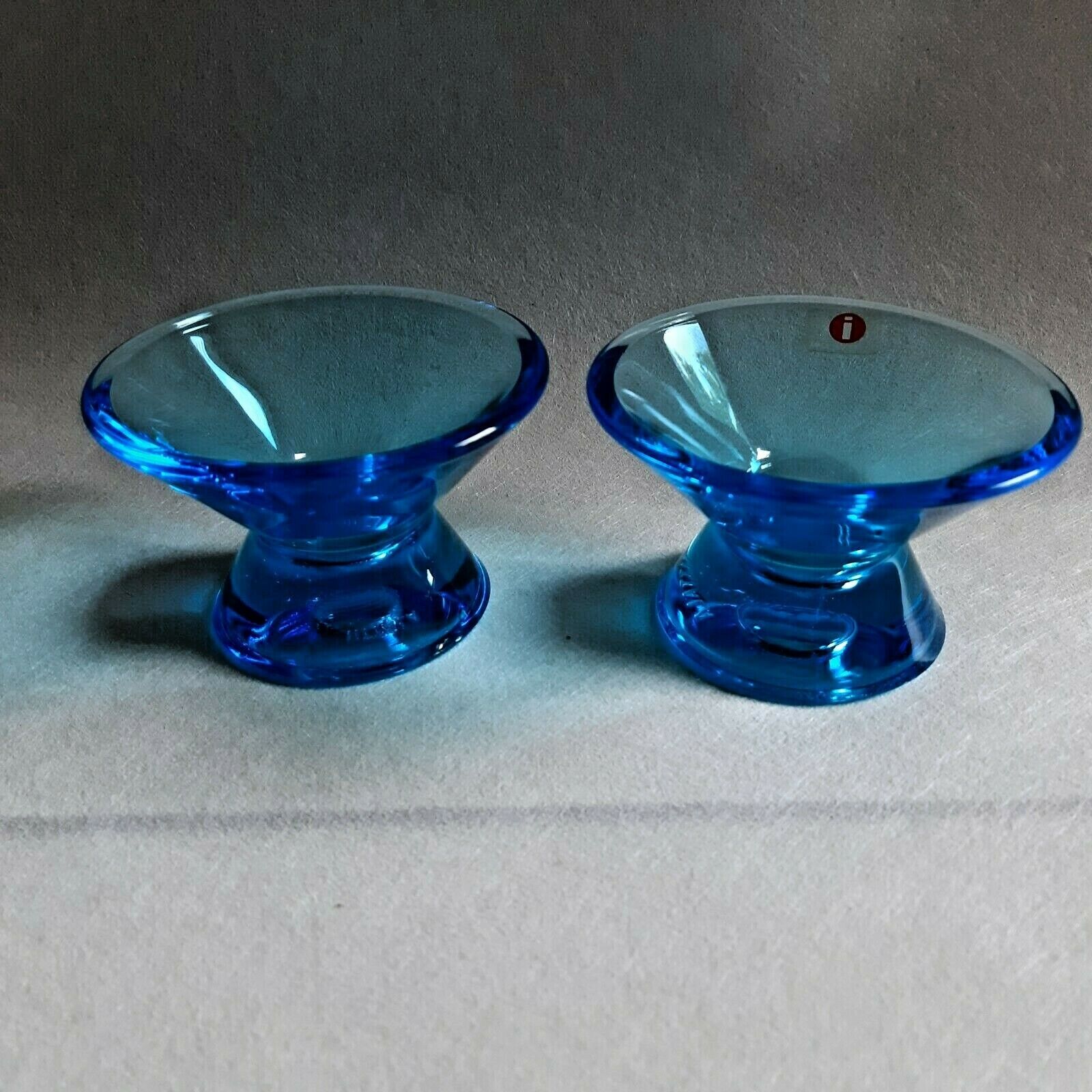 Set of 2 KARTIO Light Blue votives Tealight Candle Holders KAJ FRANCK IITTALA