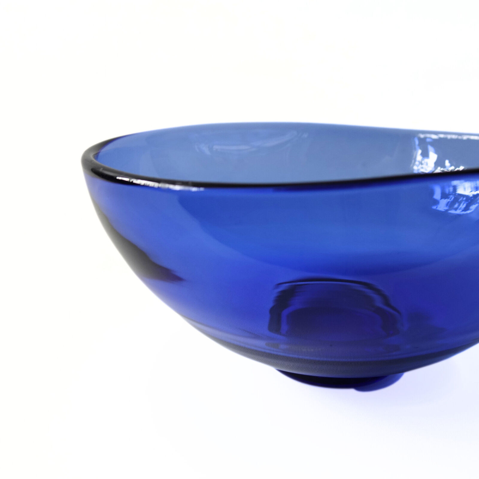 Vintage large blue glass bowl from Reijmyre Sweden mid-century