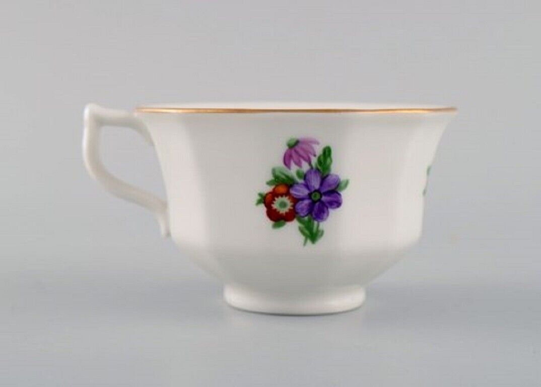 Royal Copenhagen Light Saxon Flower Two coffee cups with saucers and tray